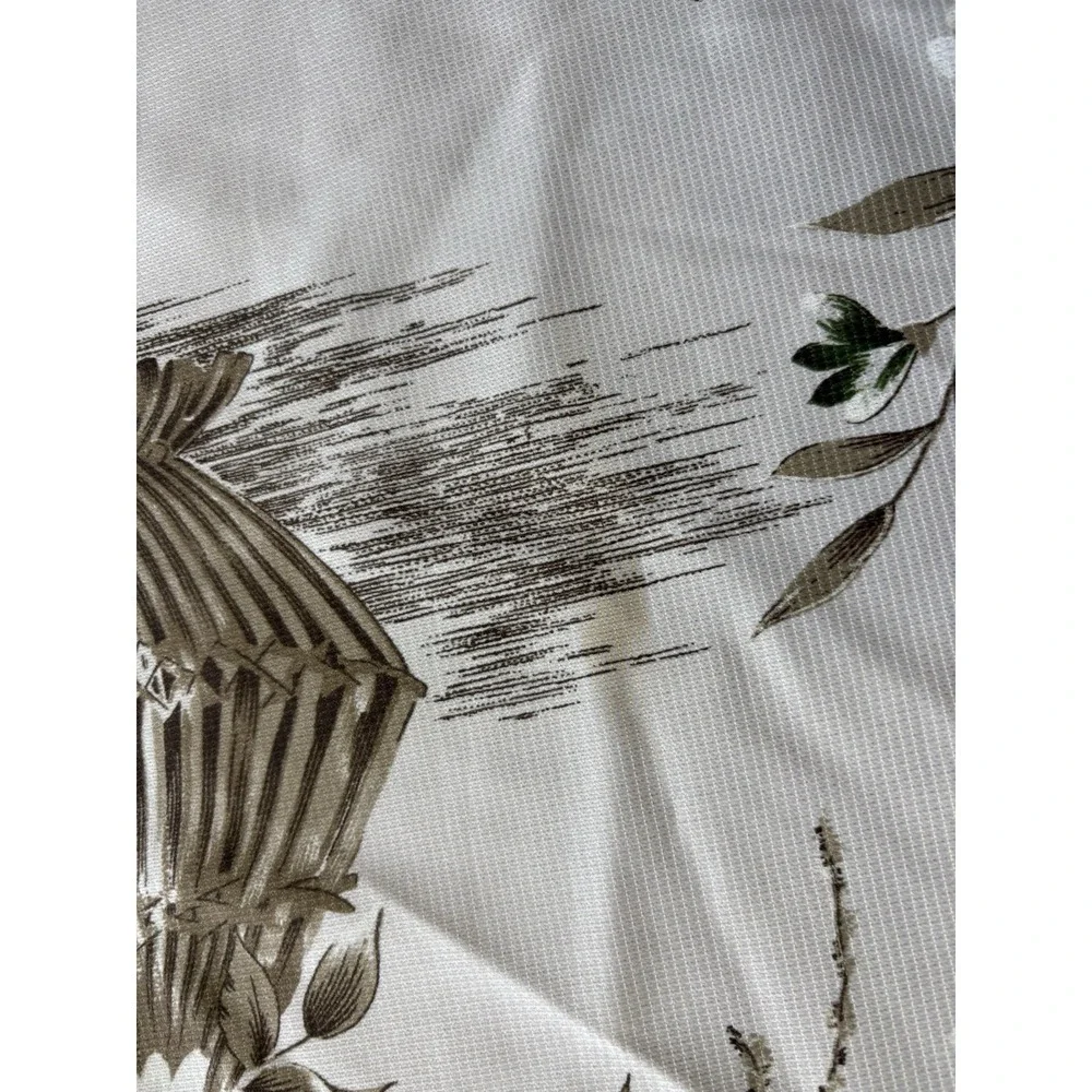 Mid Century Two Tone Floral Bamboo Curtain Panel Set - A Pair 86